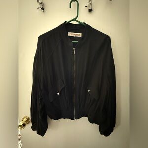 Free People Black Bomber Jacket